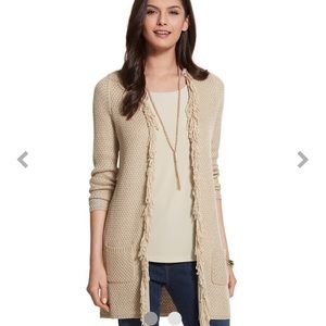 Fringed beige cardigan, Chico's